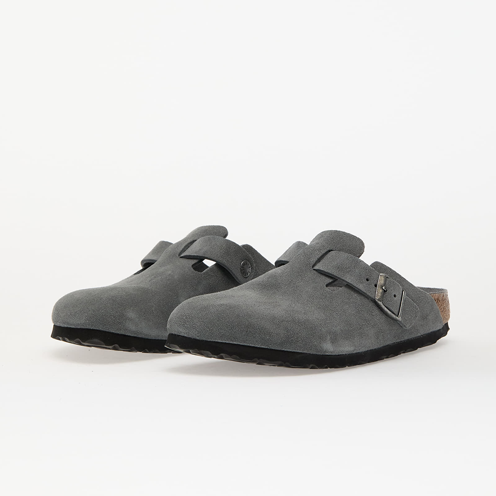 Women's shoes Birkenstock Boston Soft Footbed Suede Leather Basalt Gray Tonal Fb