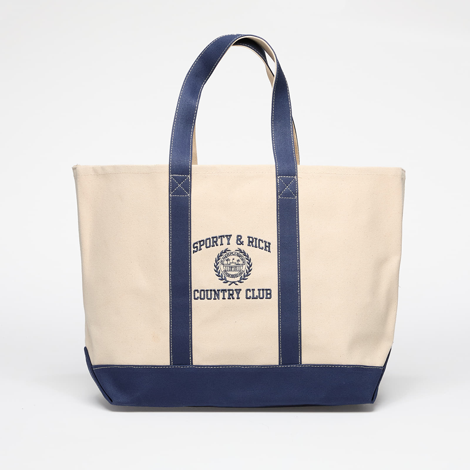Crossbody чанти Sporty & Rich Varsity Crest Two Tone Tote Bag UNISEX Natural/ Navy