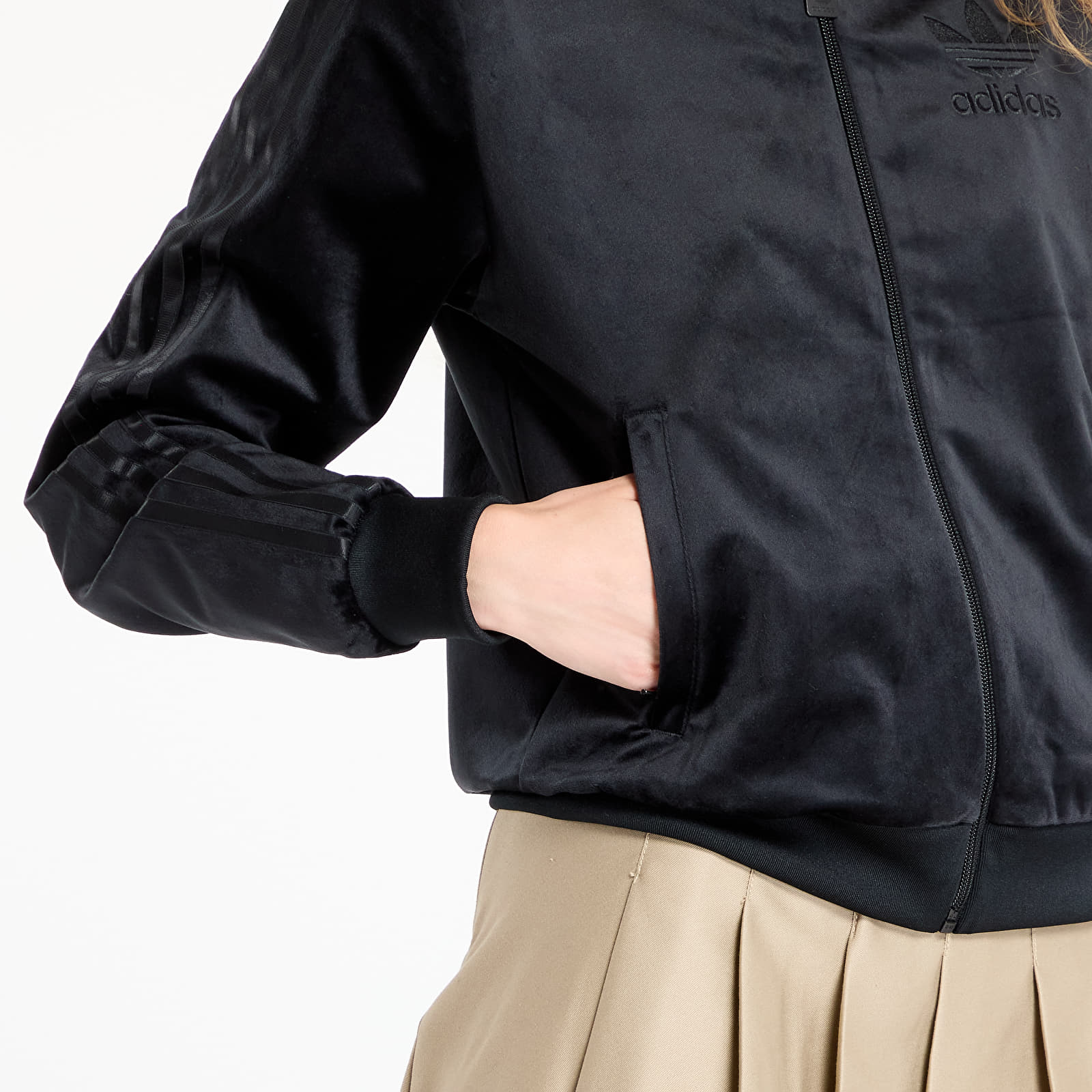 Суичърти adidas Adicolor Velour Track Top Black