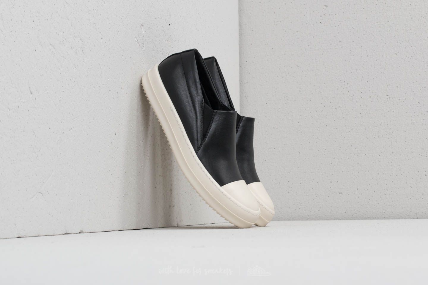 Men s shoes Rick Owens Boat Sneaker Black Milk Footshop