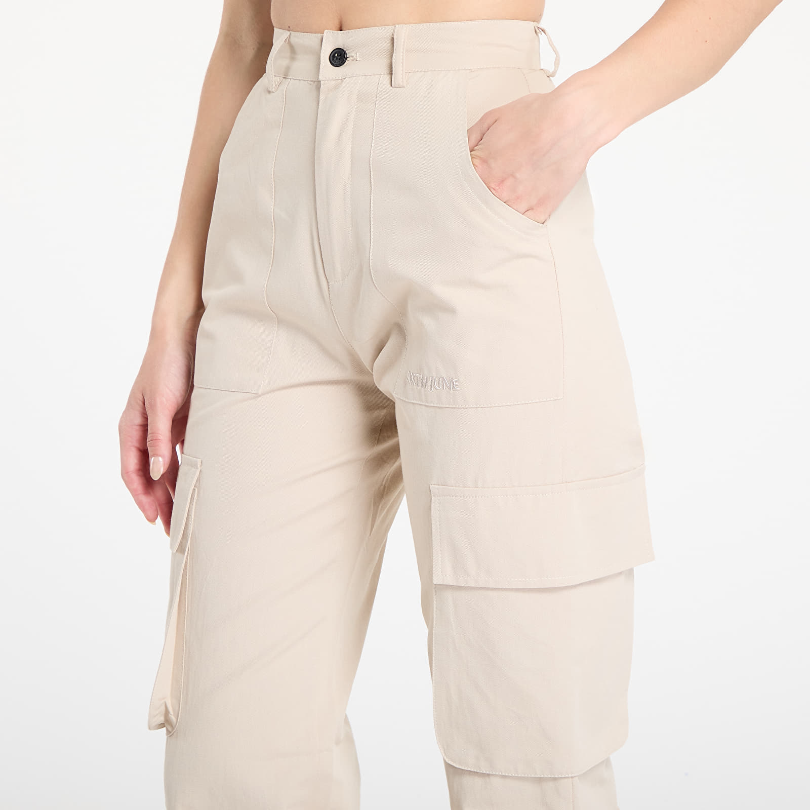 Women's cargo pants Sixth June Wide Leg Cargo Pants Cream