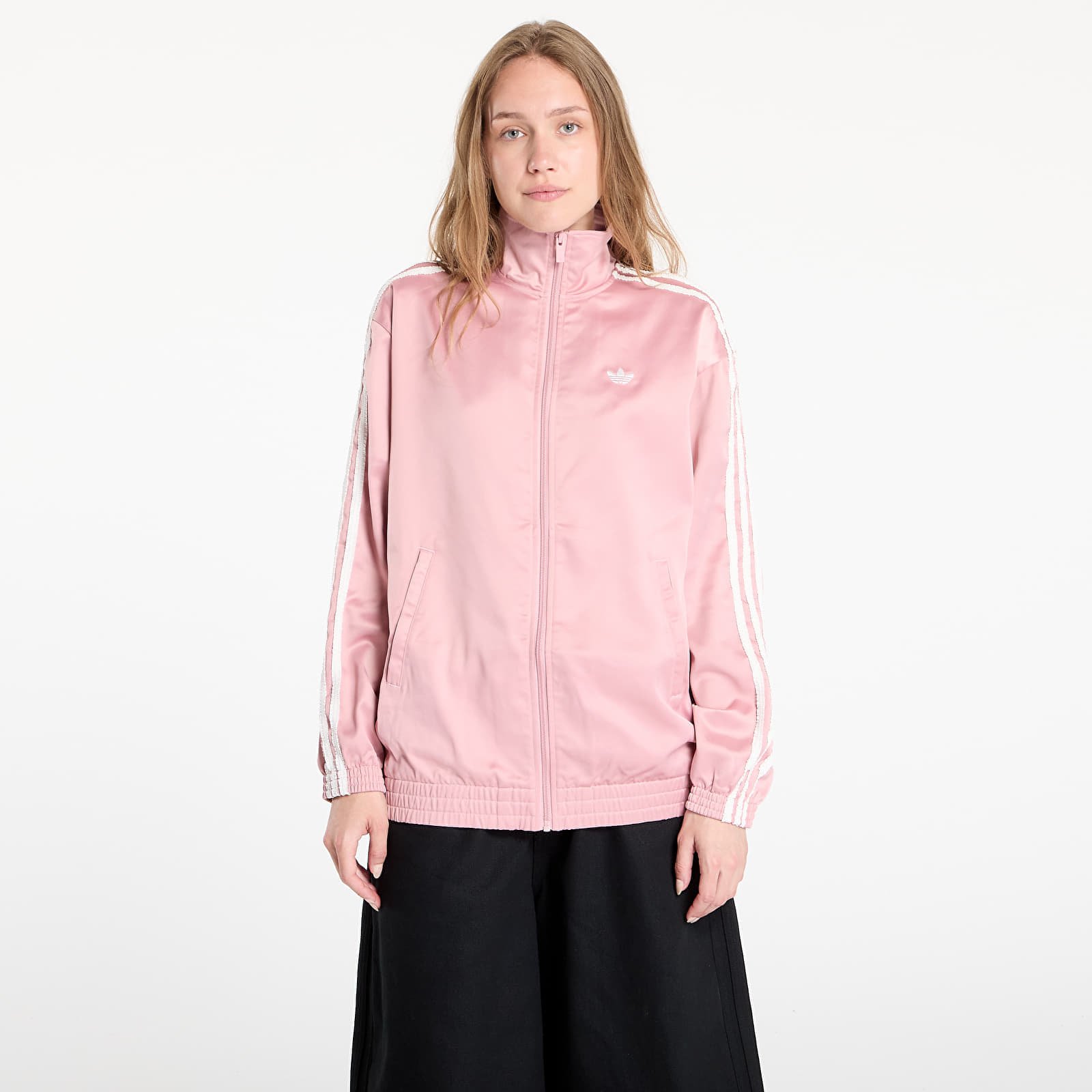 Jacheta adidas Originals Satin Firebird Track Top Ruffle 3-Stripes Wonder Mauve XS