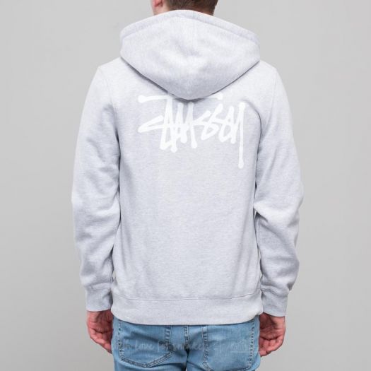Bluzy Stüssy Basic Zip Hoodie Grey Heather | Footshop