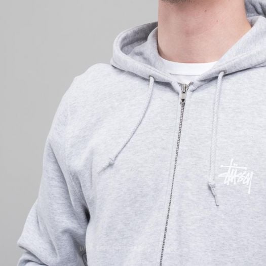 Bluzy Stüssy Basic Zip Hoodie Grey Heather | Footshop