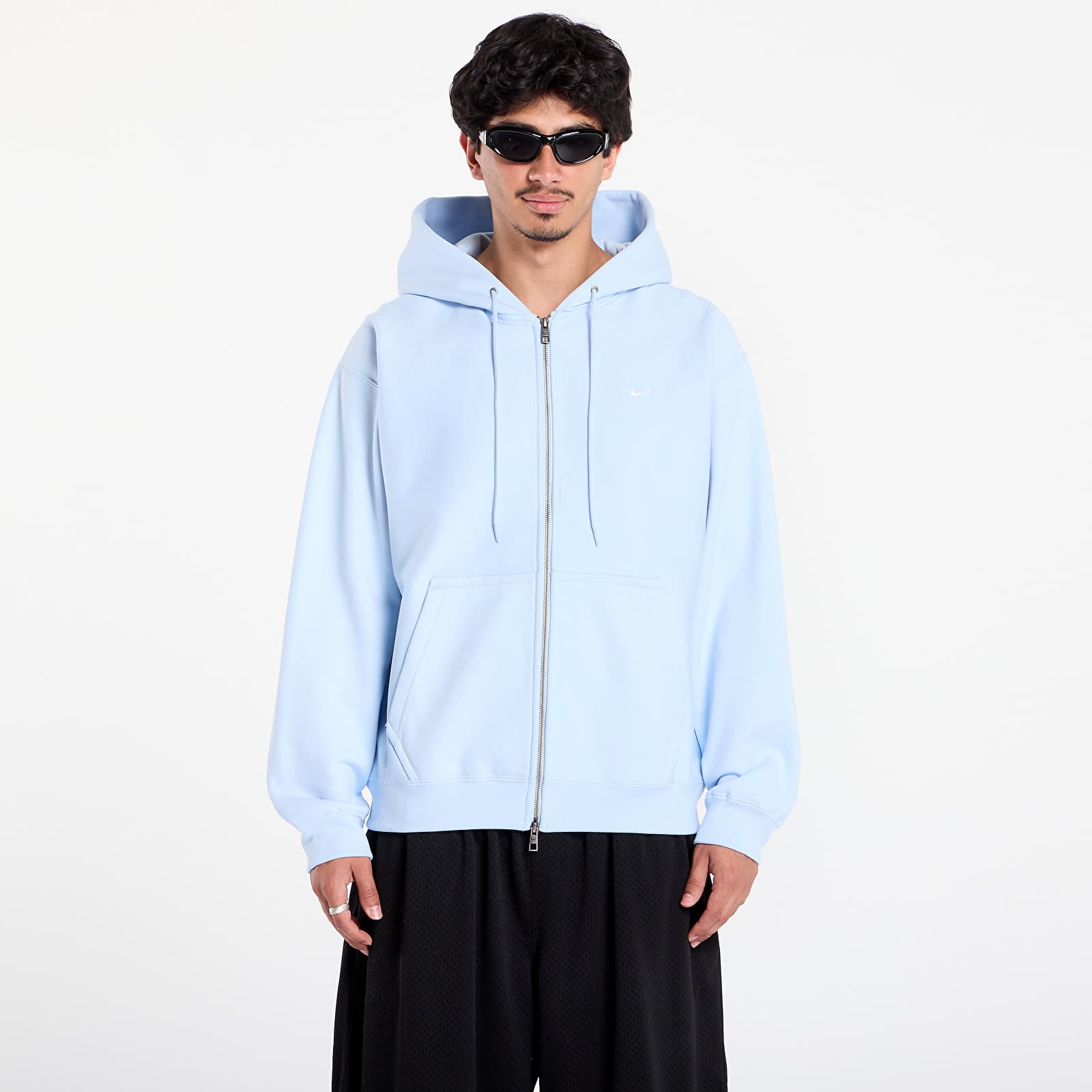 Sweatjacken und Sweatshirts Nike Solo Swoosh Men's Full-Zip Fleece Hoodie Celestine Blue/ Celestine Blue/ White