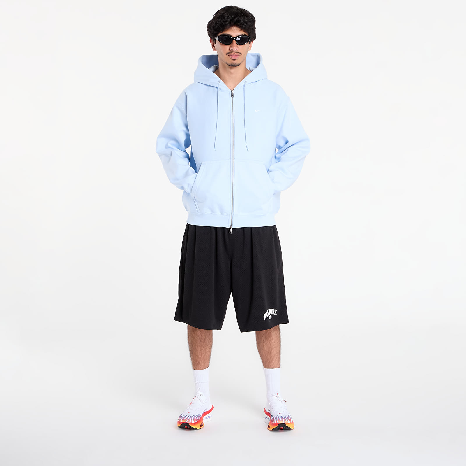 Sweatjacken und Sweatshirts Nike Solo Swoosh Men's Full-Zip Fleece Hoodie Celestine Blue/ Celestine Blue/ White