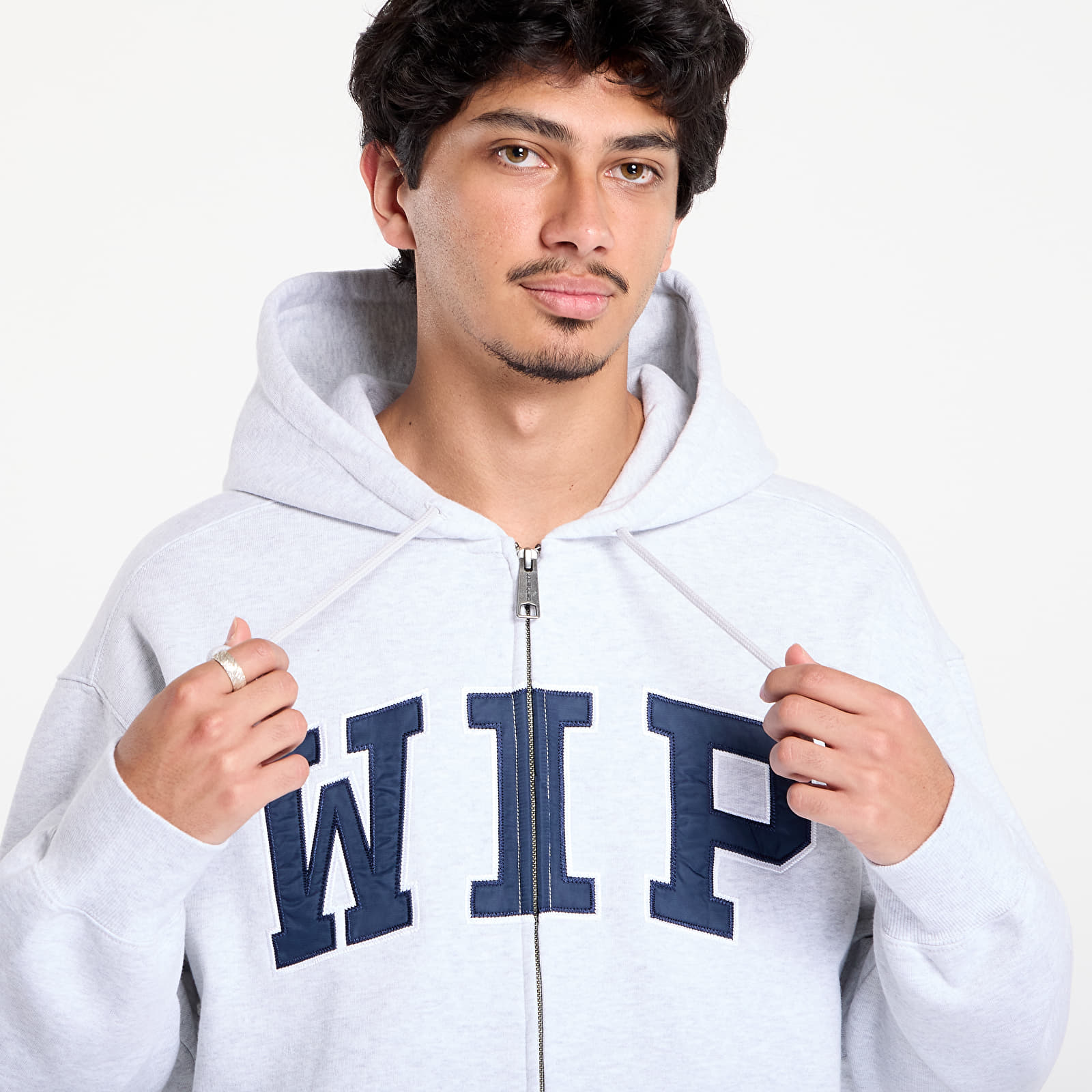 Men's hoodies Carhartt WIP Hooded WIP Sweat Jacket UNISEX Ash Heather Stone Washed