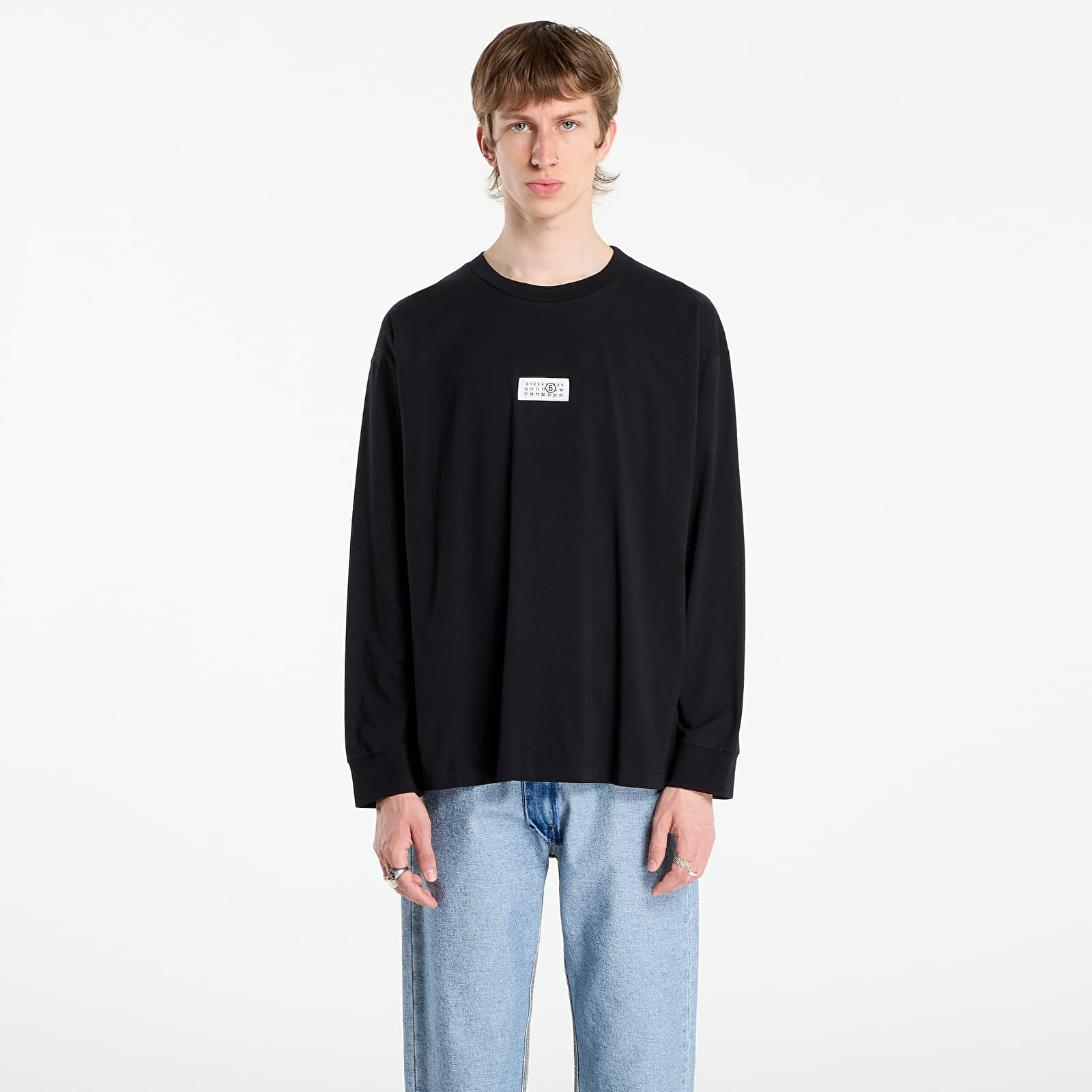 Pólók MM6 Cotton Long Sleeve T-Shirt Black