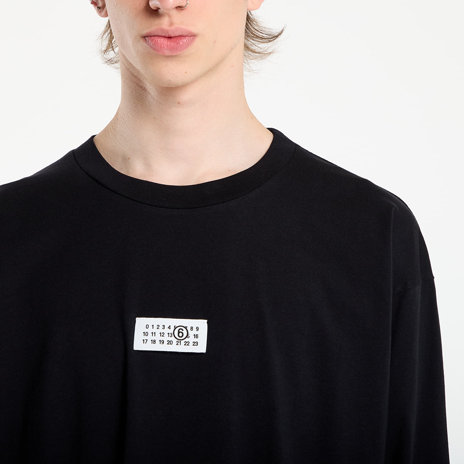 Pólók MM6 Cotton Long Sleeve T-Shirt Black