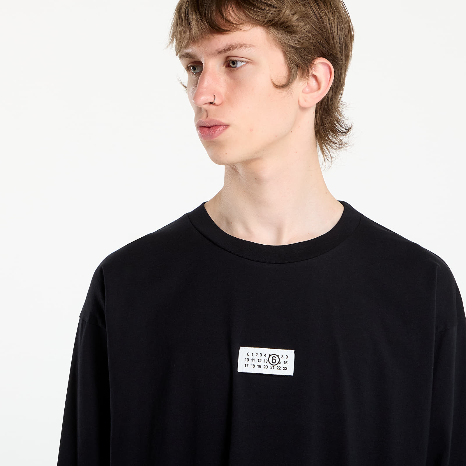 Pólók MM6 Cotton Long Sleeve T-Shirt Black