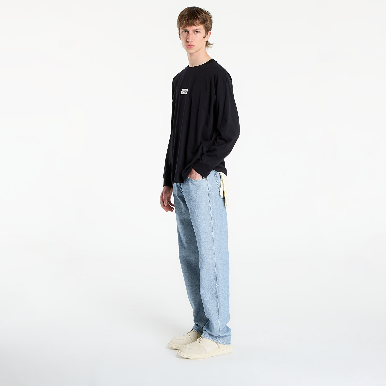 Pólók MM6 Cotton Long Sleeve T-Shirt Black