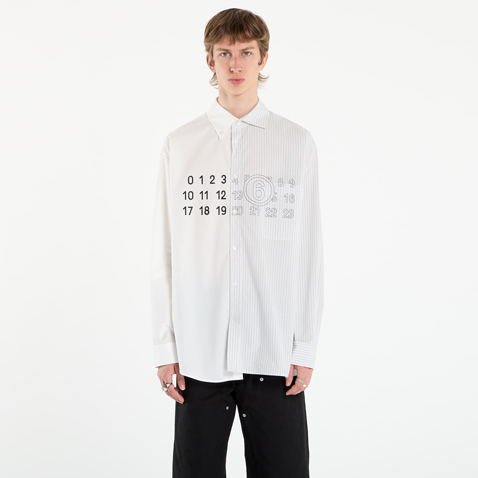 Cămașă MM6 Poplin Shirt Stripes White/ Grey/ White 50