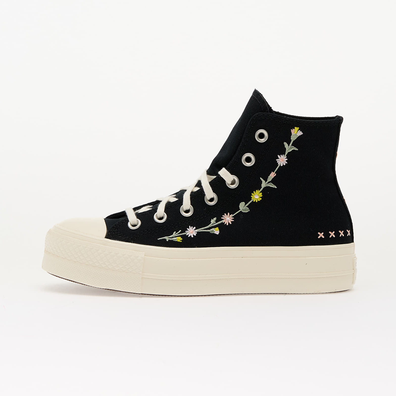 Sko til kvinder Converse Chuck Taylor All Star Lift Floral Embroidery Black/ Egret/ Flamingo Fade