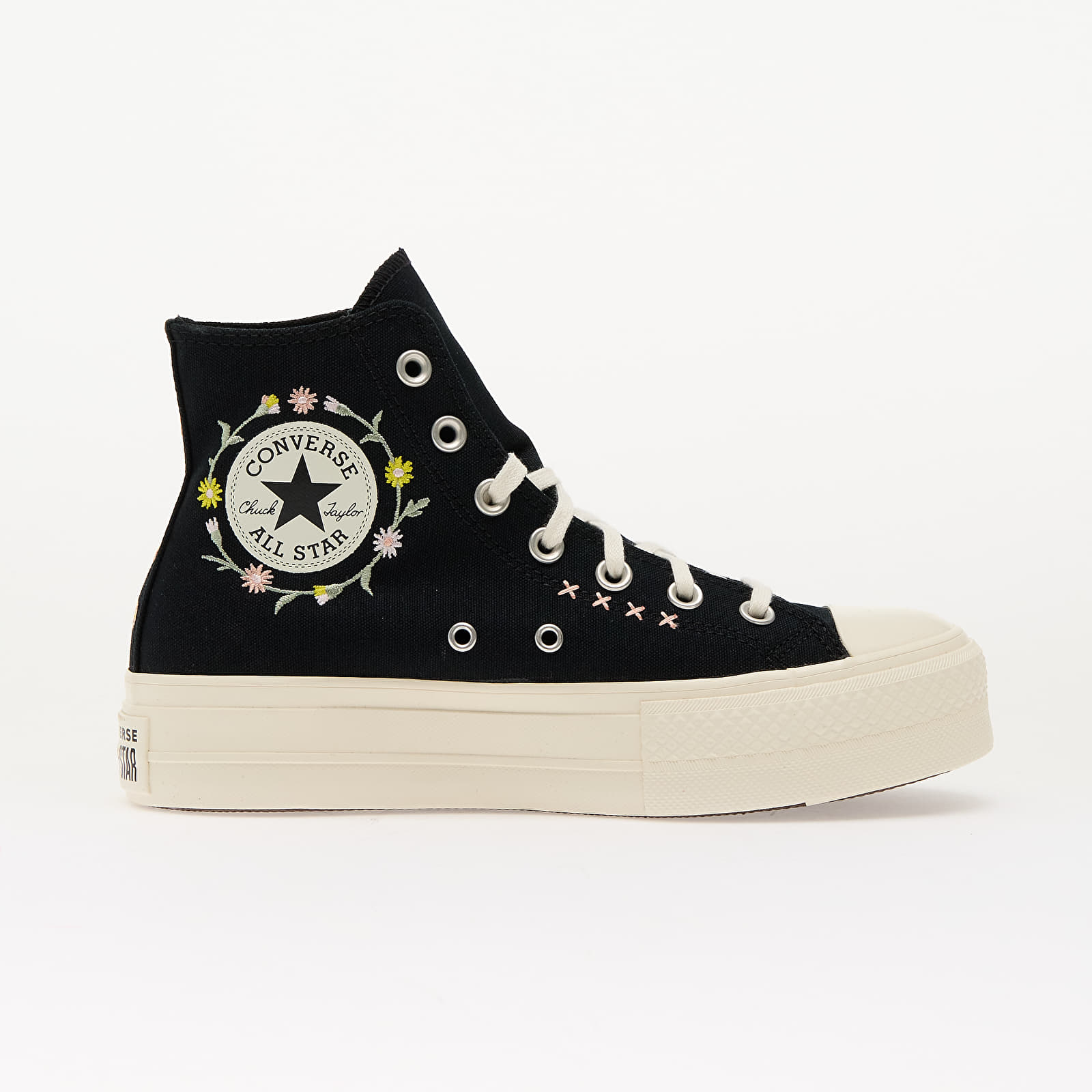 Sko til kvinder Converse Chuck Taylor All Star Lift Floral Embroidery Black/ Egret/ Flamingo Fade