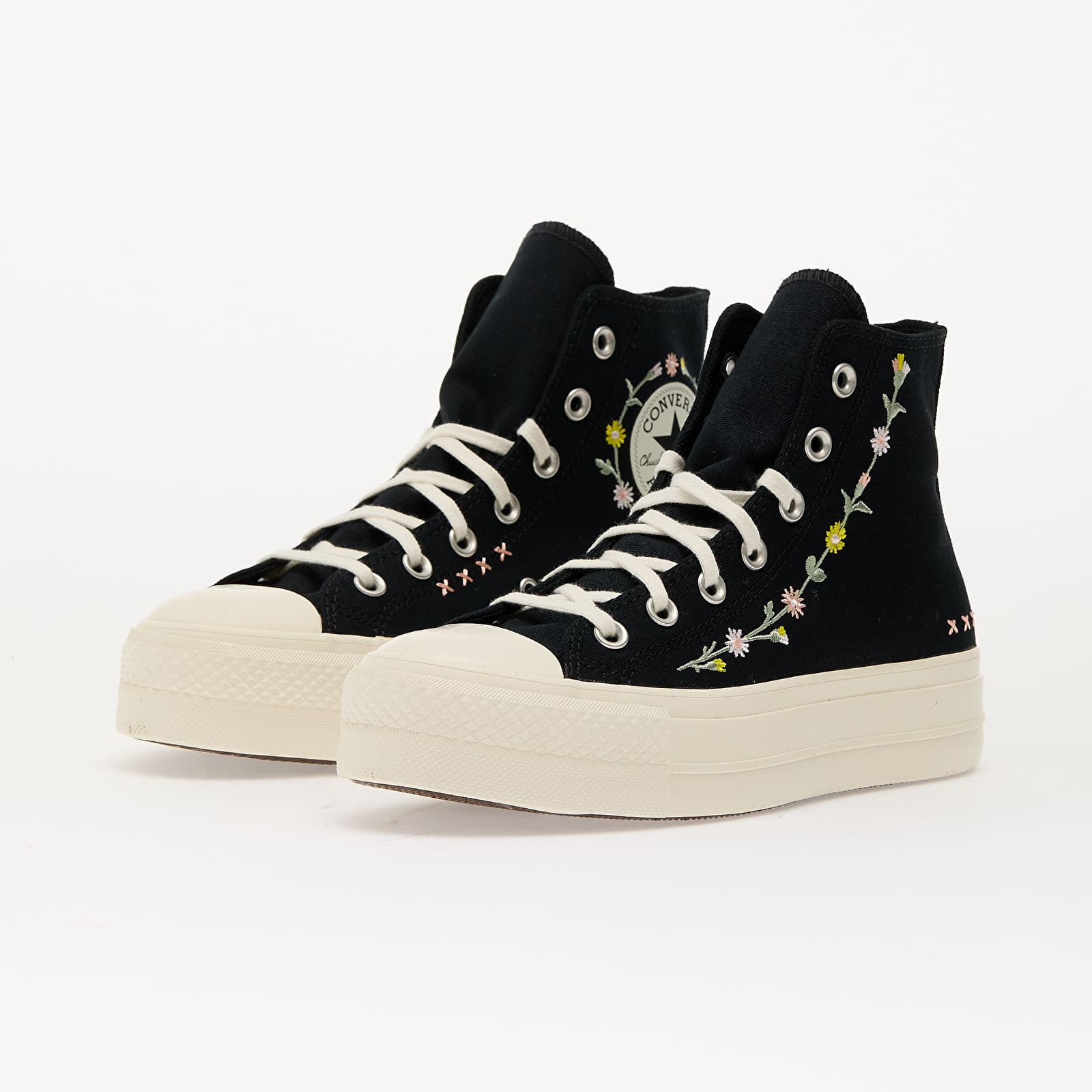 Sko til kvinder Converse Chuck Taylor All Star Lift Floral Embroidery Black/ Egret/ Flamingo Fade