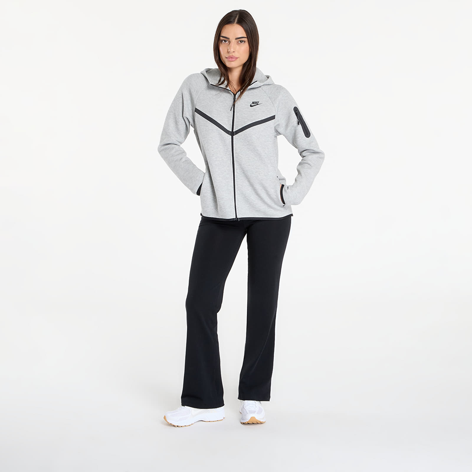 Női kapucnis pulcsik & pulóverek Nike Sportswear Tech Fleece Windrunner Women's Full-Zip Hoodie Dk Grey Heather/ Black