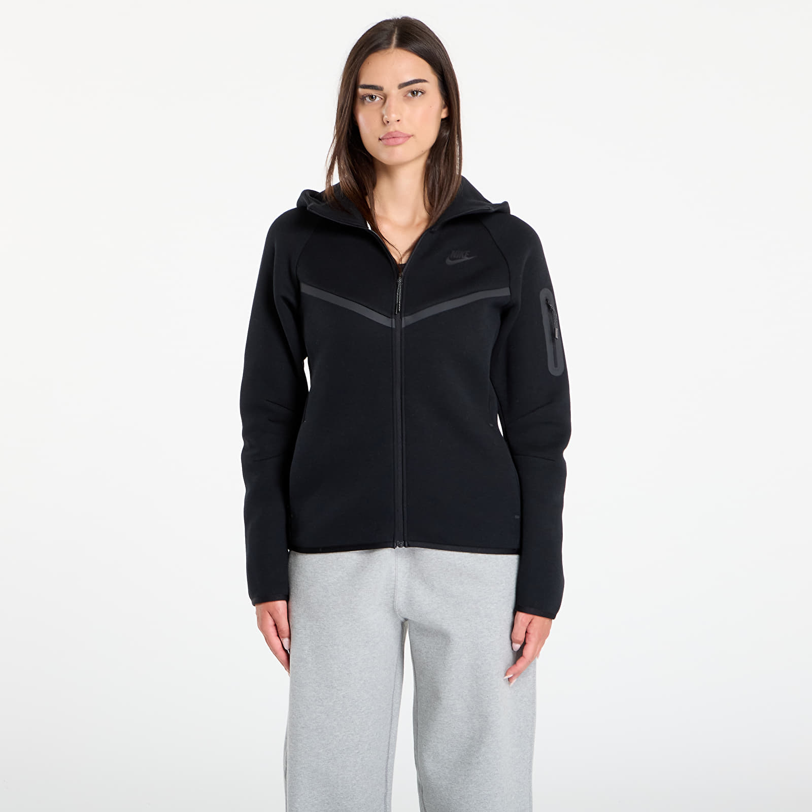 Női kapucnis pulcsik Nike Sportswear Tech Fleece Windrunner Women's Full-Zip Hoodie Black/ Black