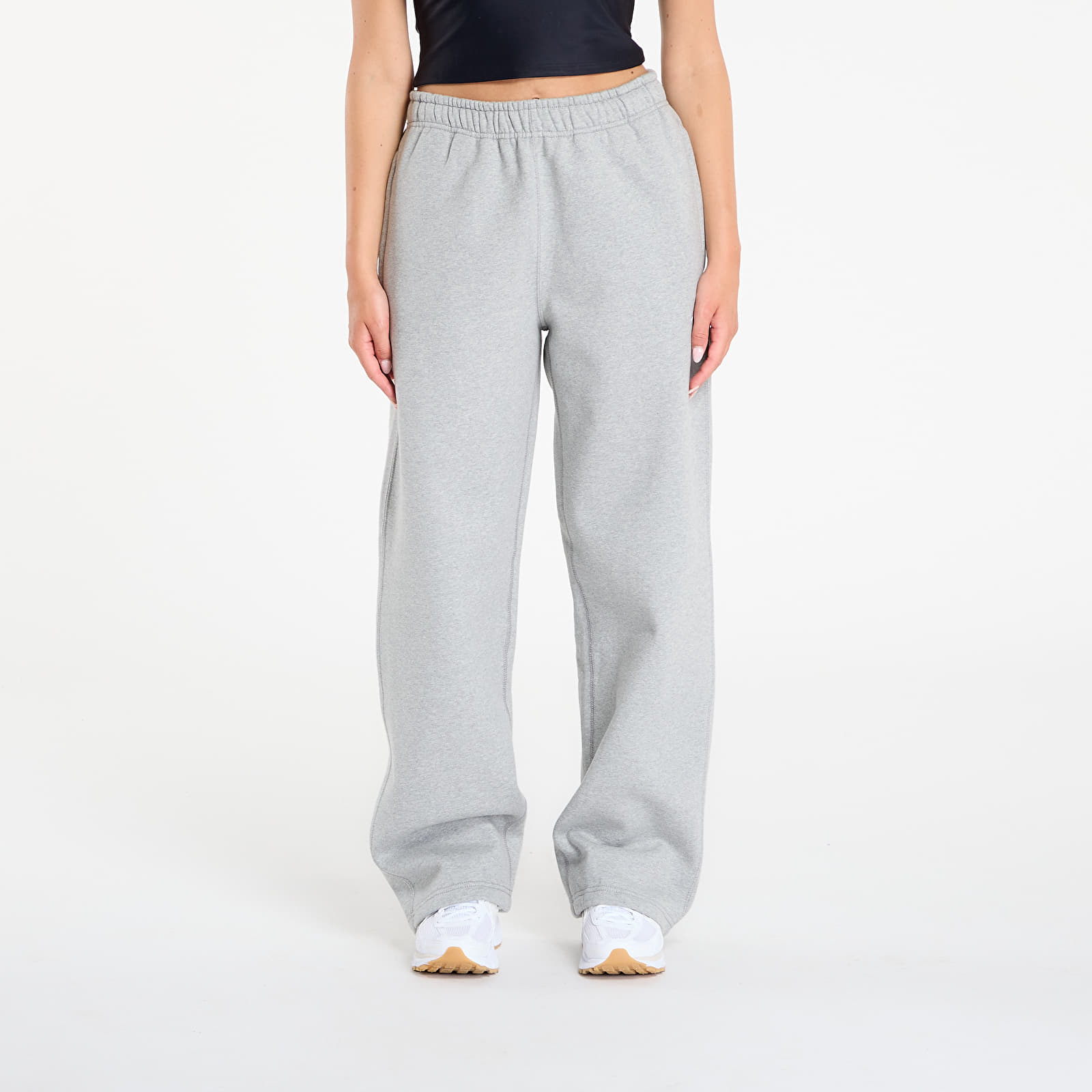 Ανδρικές φόρμες Nike Solo Swoosh Men's Fleece Open-Hem Pants Dk Grey Heather/ Lt Smoke Grey/ White