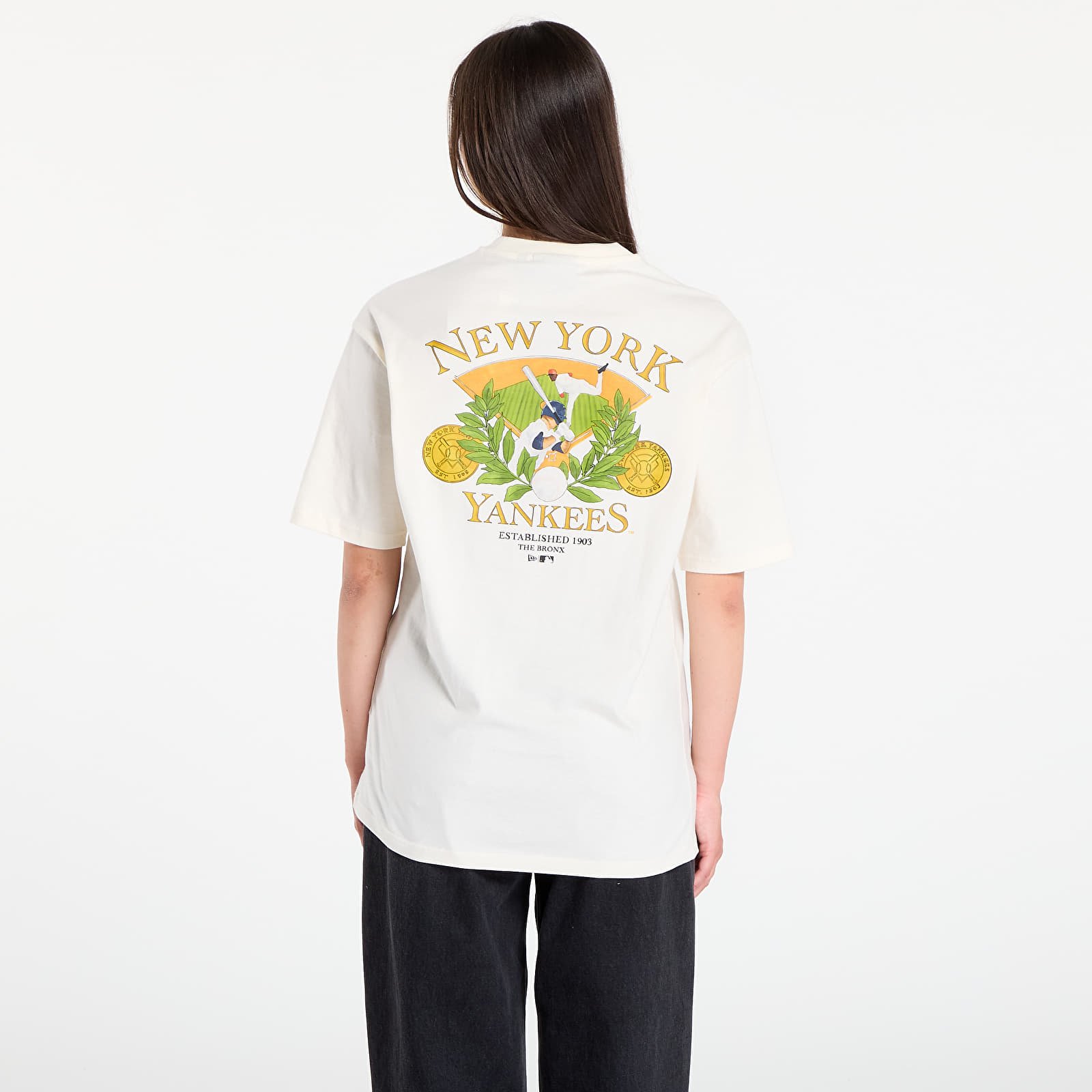 T-shirts til mænd New Era MLB Baseball Graphic Os Tee New York Yankees UNISEX Off White