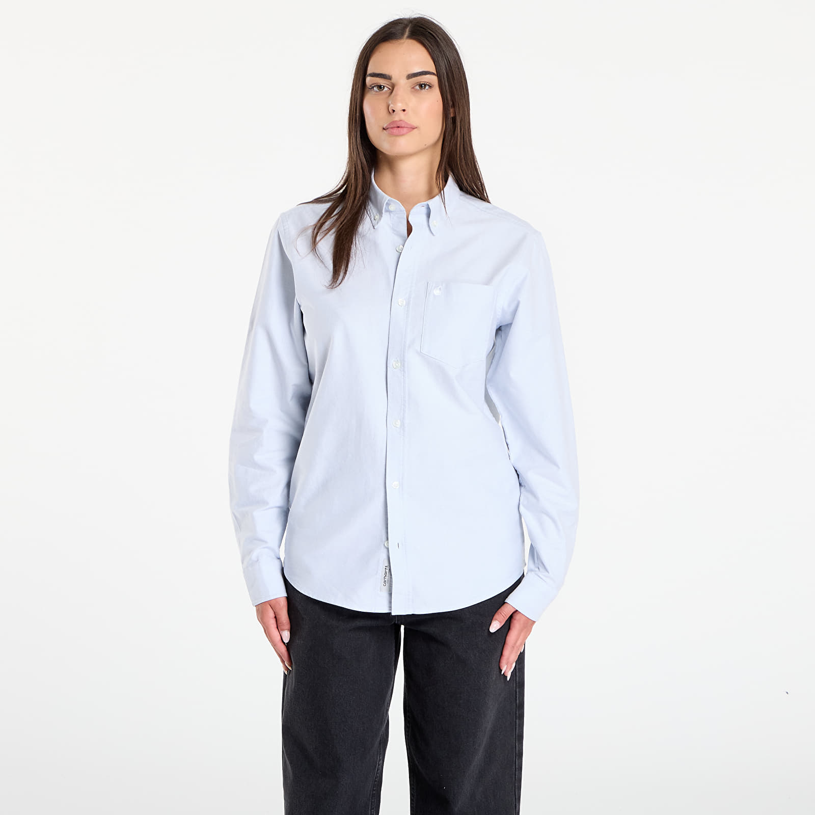 Men's shirts Carhartt WIP L/S C-Logo Shirt Blue Fog/ White