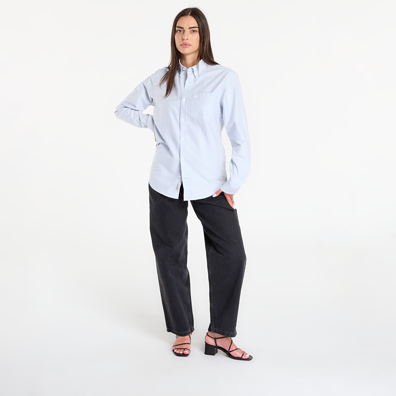 Men's shirts Carhartt WIP L/S C-Logo Shirt Blue Fog/ White