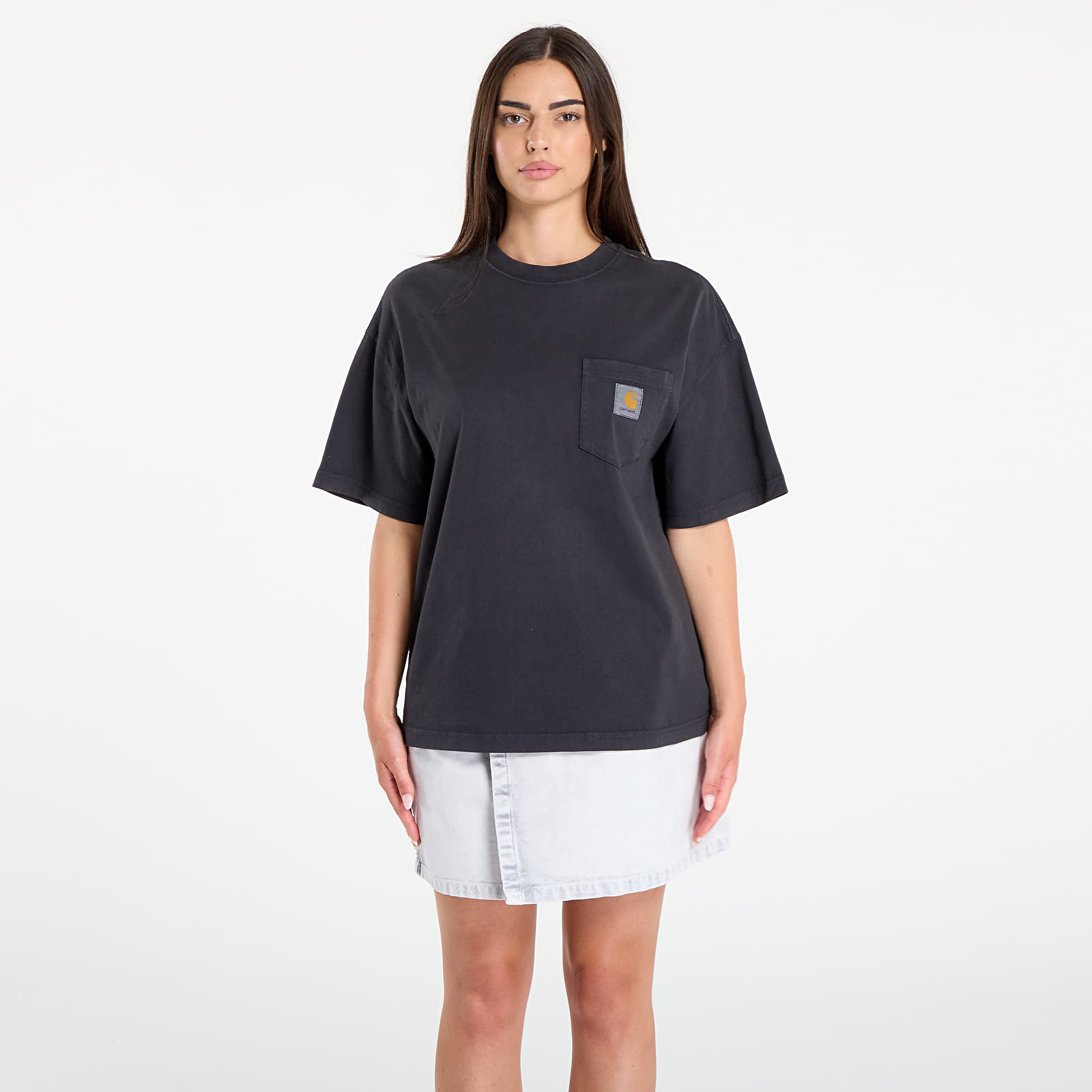 T-shirts til mænd Carhartt WIP S/S Hudson Pocket T-Shirt UNISEX Black Chalk Wash