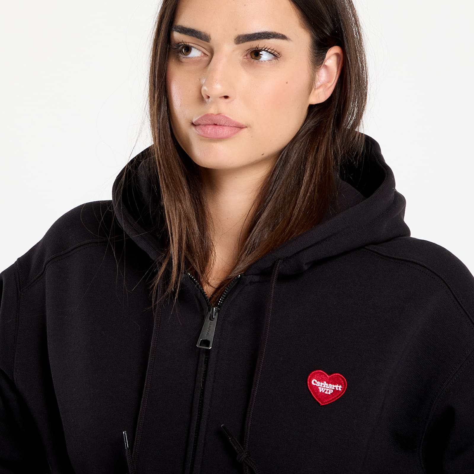 Férfi kapucnis pulcsik Carhartt WIP Hooded Heart II Hartt Sweat Jacket UNISEX Black
