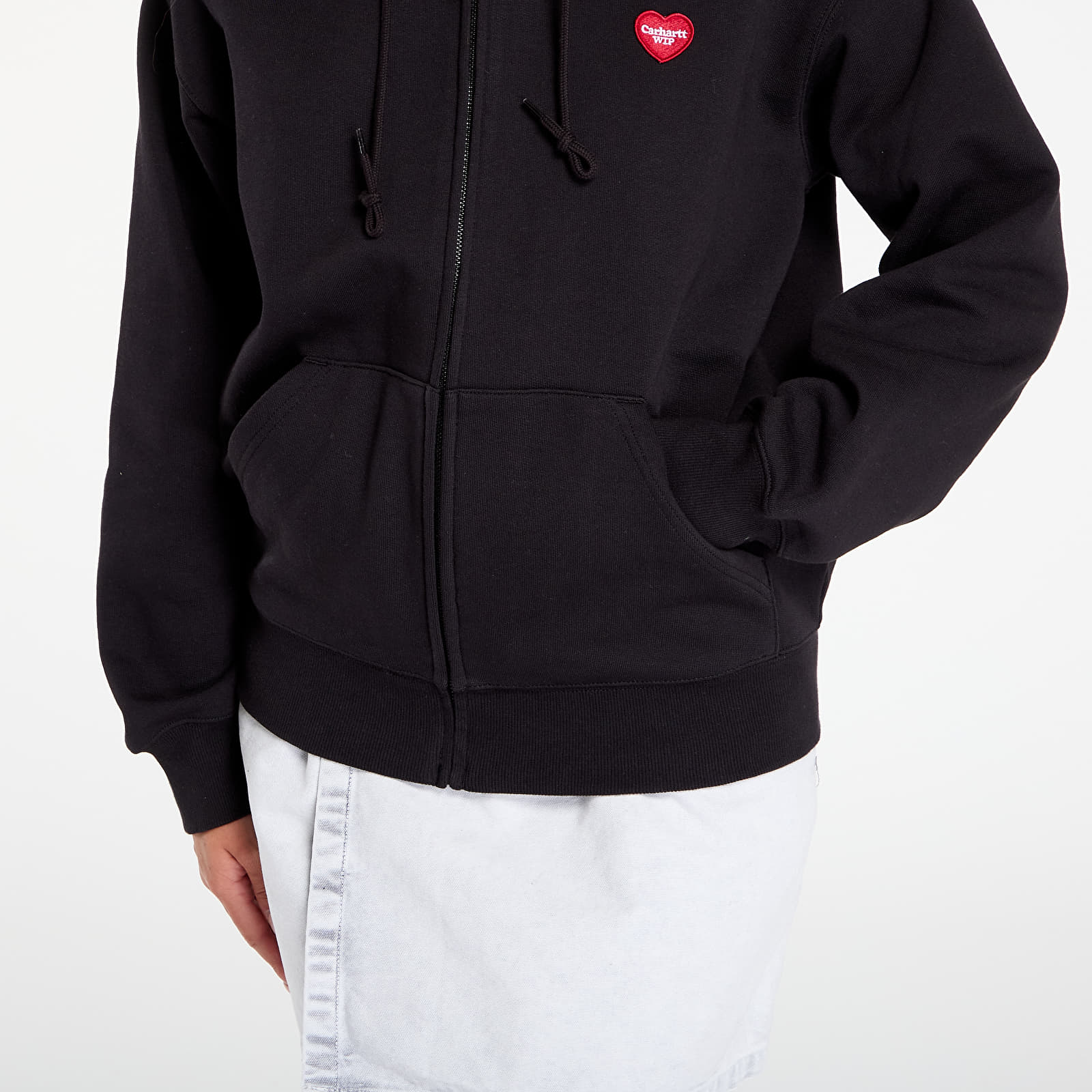 Férfi kapucnis pulcsik Carhartt WIP Hooded Heart II Hartt Sweat Jacket UNISEX Black