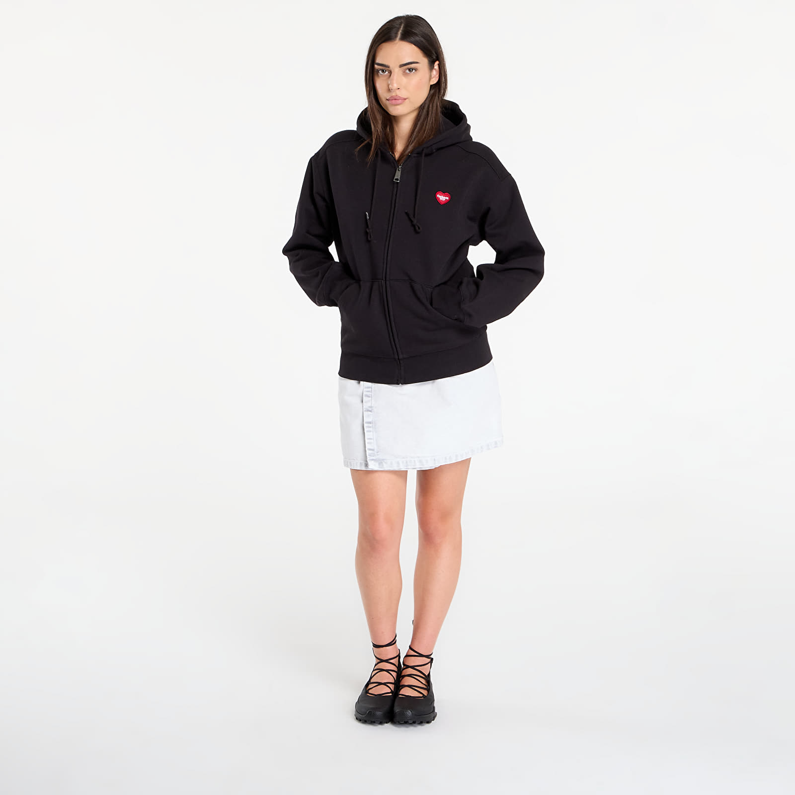 Férfi kapucnis pulcsik Carhartt WIP Hooded Heart II Hartt Sweat Jacket UNISEX Black