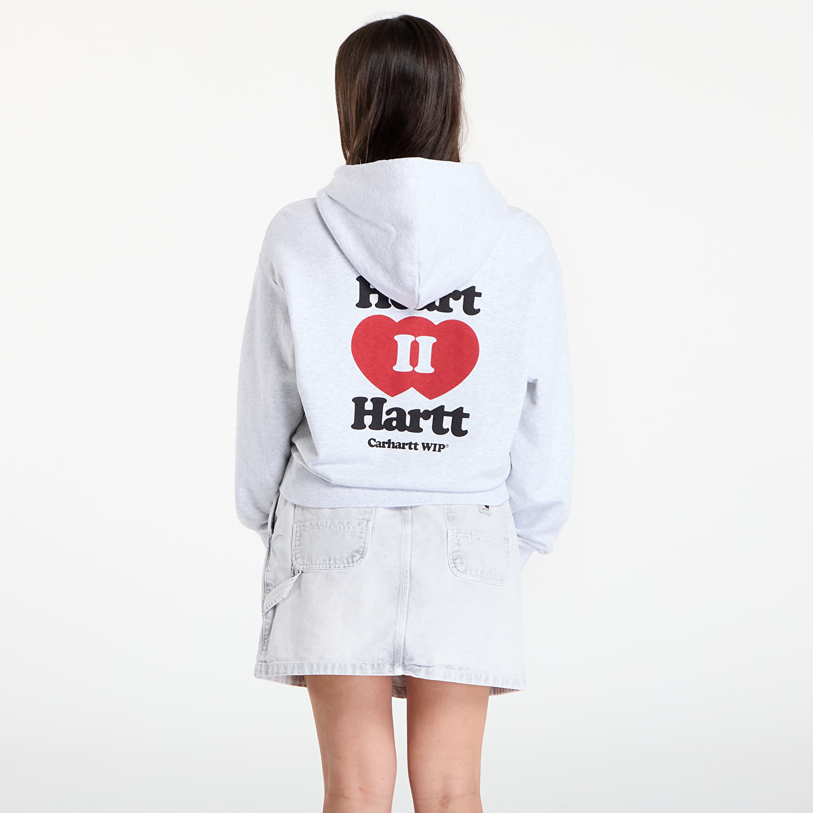 Moteriški džemperiai su gobtuvais Carhartt WIP W' Hooded Heart II Hartt Jacke Ash Heather