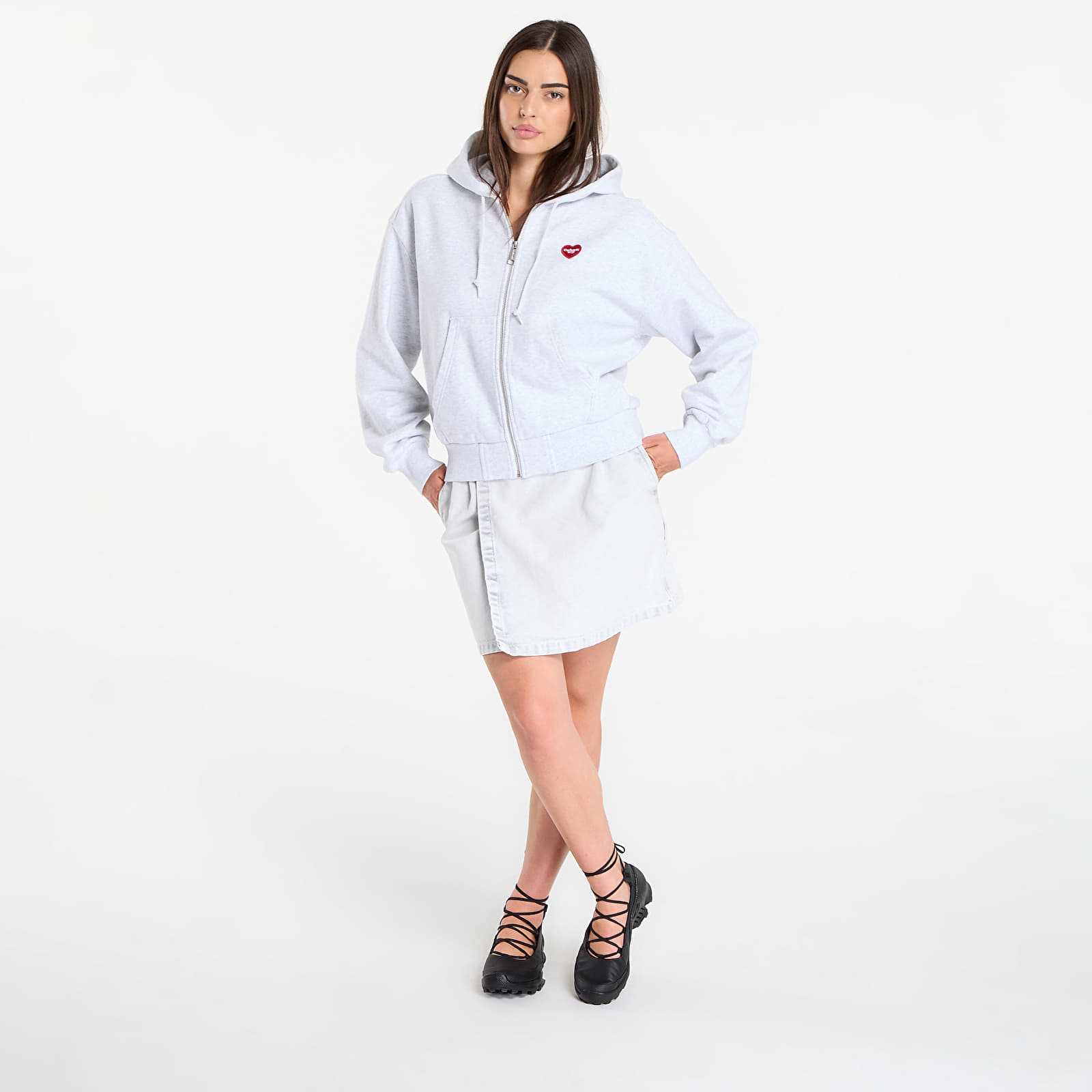 Moteriški džemperiai su gobtuvais Carhartt WIP W' Hooded Heart II Hartt Jacke Ash Heather