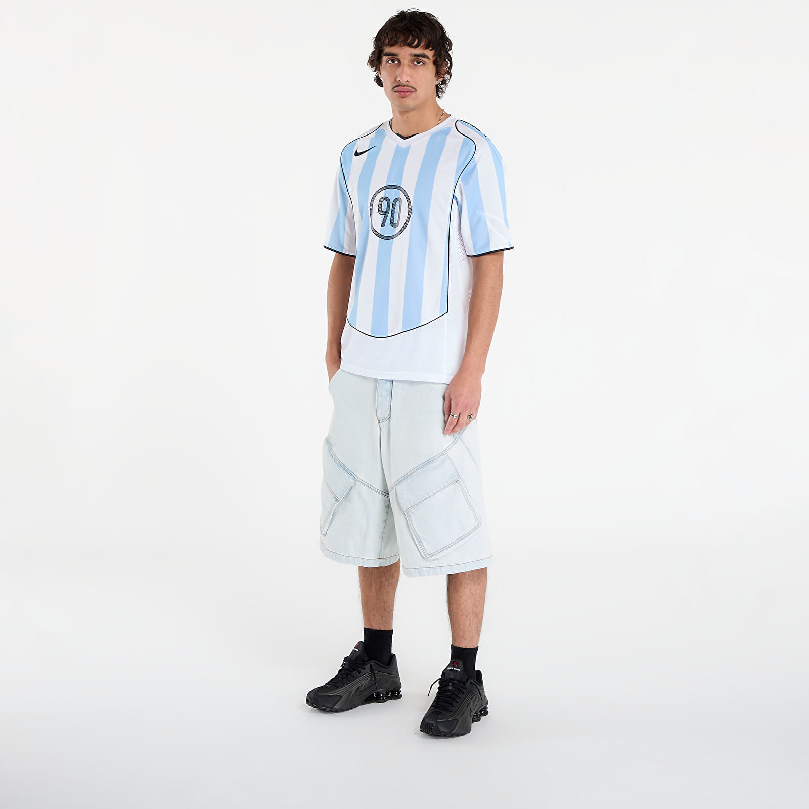 Maglie Nike Total 90 Men's Dri-FIT Soccer Jersey Psychic Blue/ White/ Black/ Black