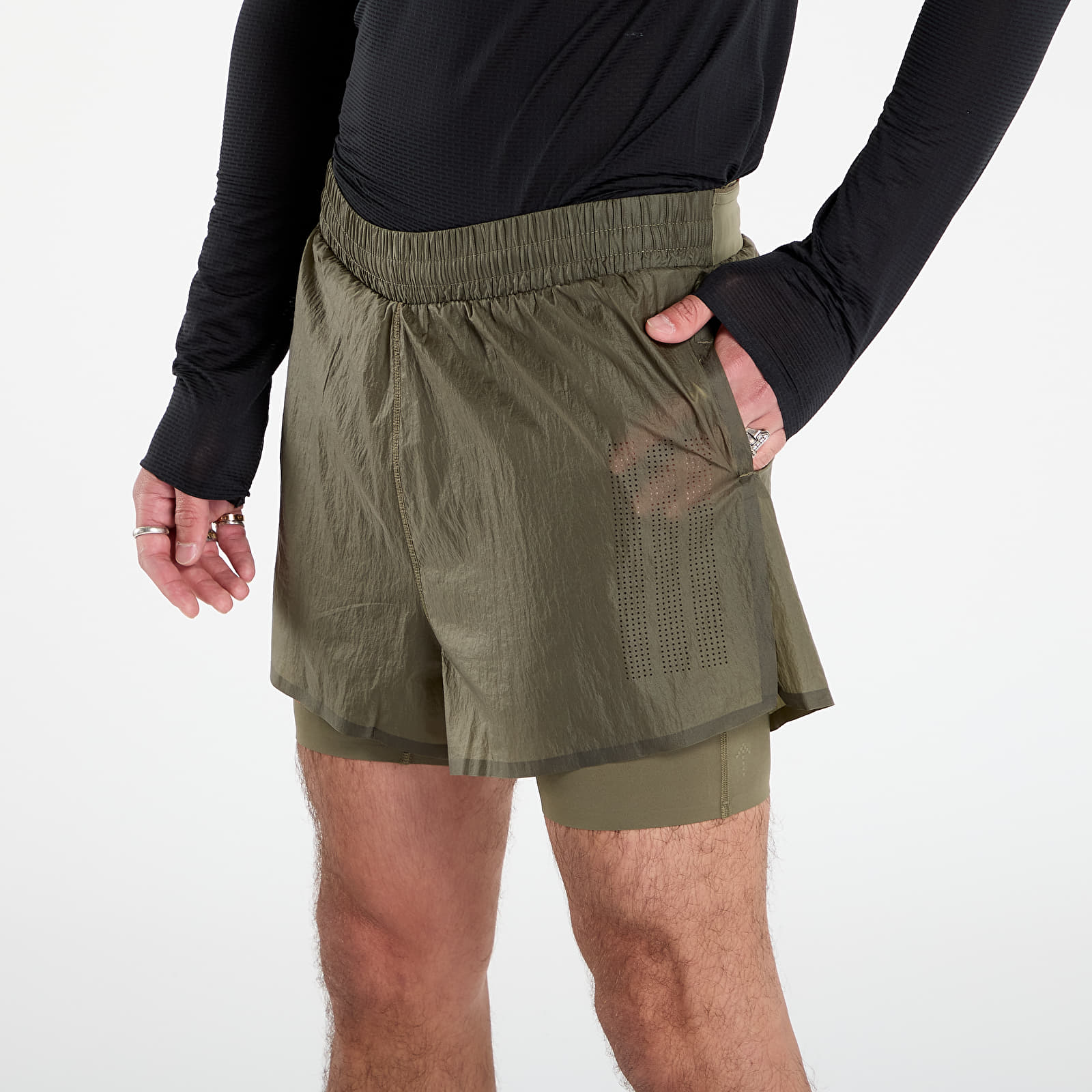 Pantaloncini uomo adidas Adi365 H.Koumori Running 2-In-1 Shorts Olive Strata