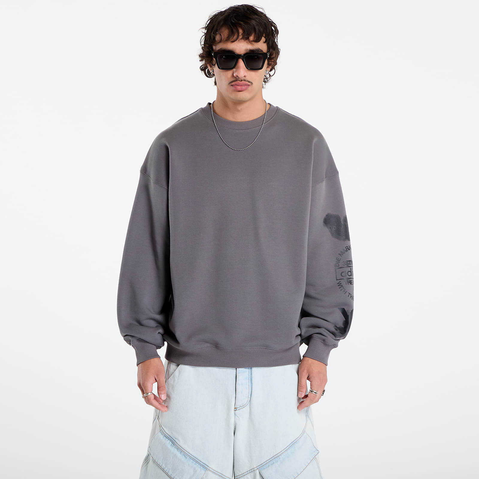Hanorace pentru bărbați Y-3 Graphic Crew UNISEX Granite