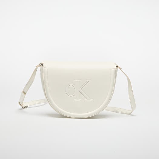 Borsa Calvin Klein Bold Ck Saddle Crossbody Lily White
