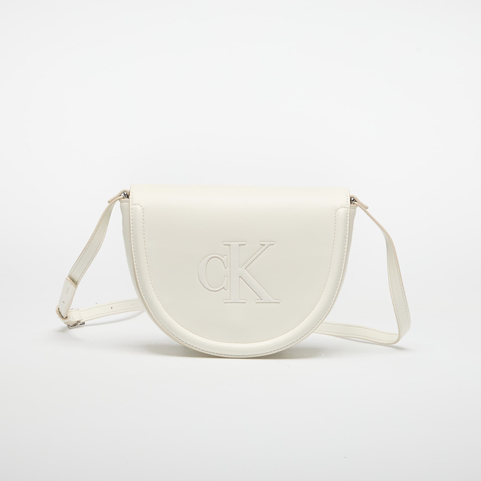 Borse a tracolla da uomo Calvin Klein Bold Ck Saddle Crossbody Lily White