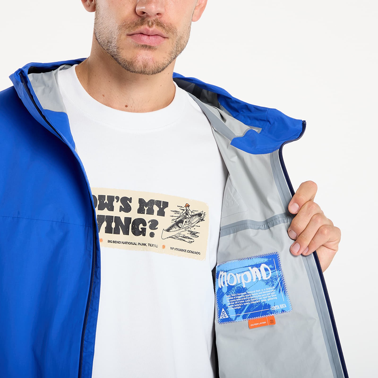 Jackets Nike ACG "Morpho" Men's Storm-FIT ADV Rain Jacket Game Royal/ Blue Void/ Summit White