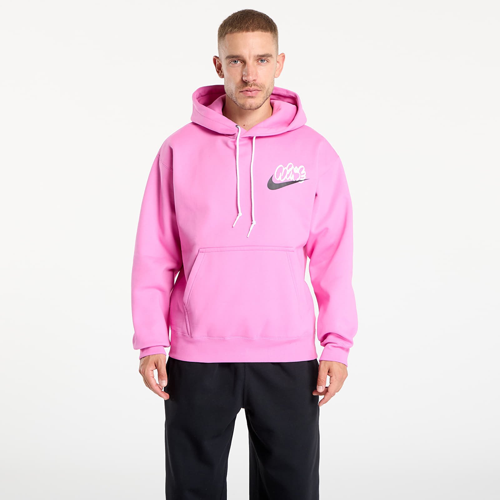 Bluzy Nike Solo Swoosh Men's Fleece Hoodie Playful Pink