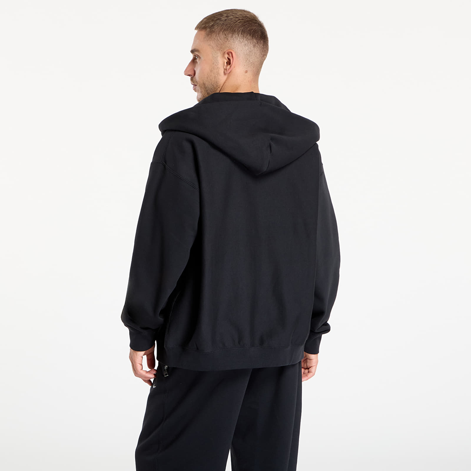 Felpe con cappuccio uomo Nike Solo Swoosh Men's Full-Zip Fleece Hoodie Black/ Black/ White