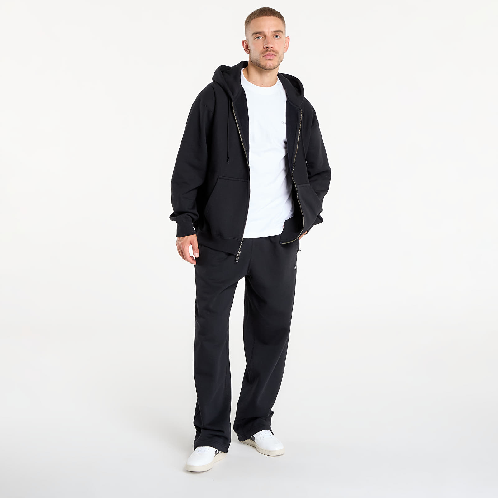 Felpe con cappuccio uomo Nike Solo Swoosh Men's Full-Zip Fleece Hoodie Black/ Black/ White