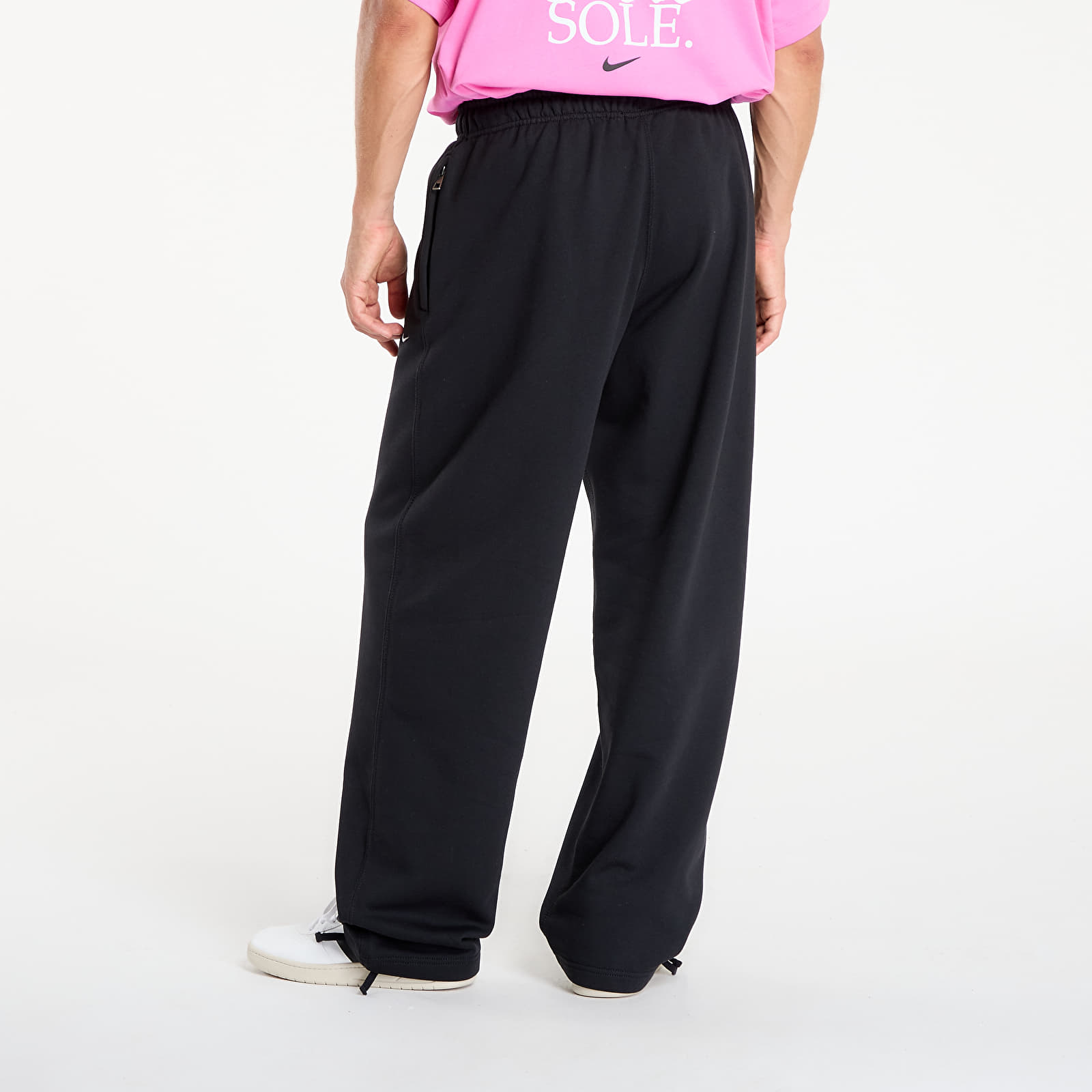 Анцузи Nike Solo Swoosh Men's Fleece Open-Hem Pants Black/ Black/ White