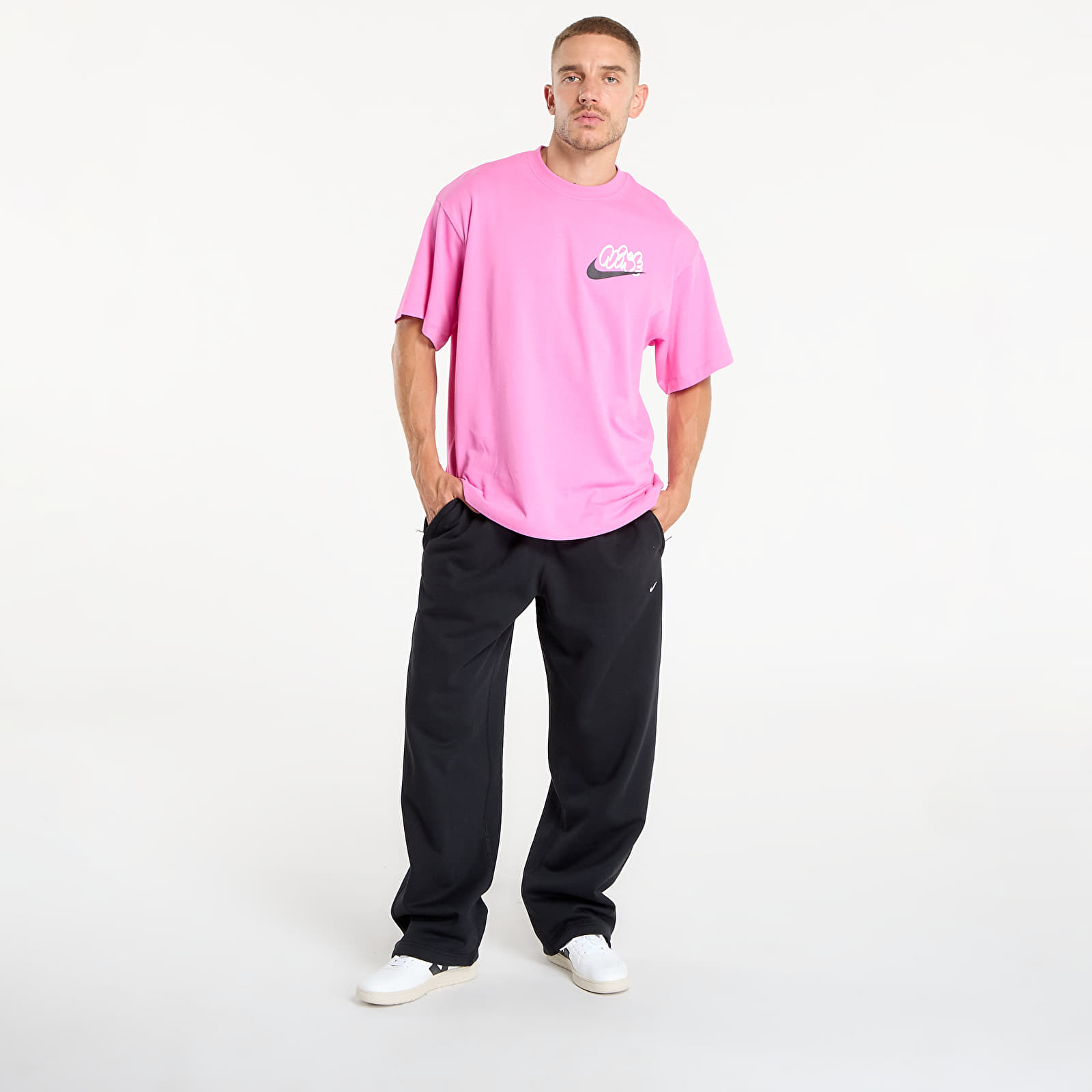 Анцузи Nike Solo Swoosh Men's Fleece Open-Hem Pants Black/ Black/ White