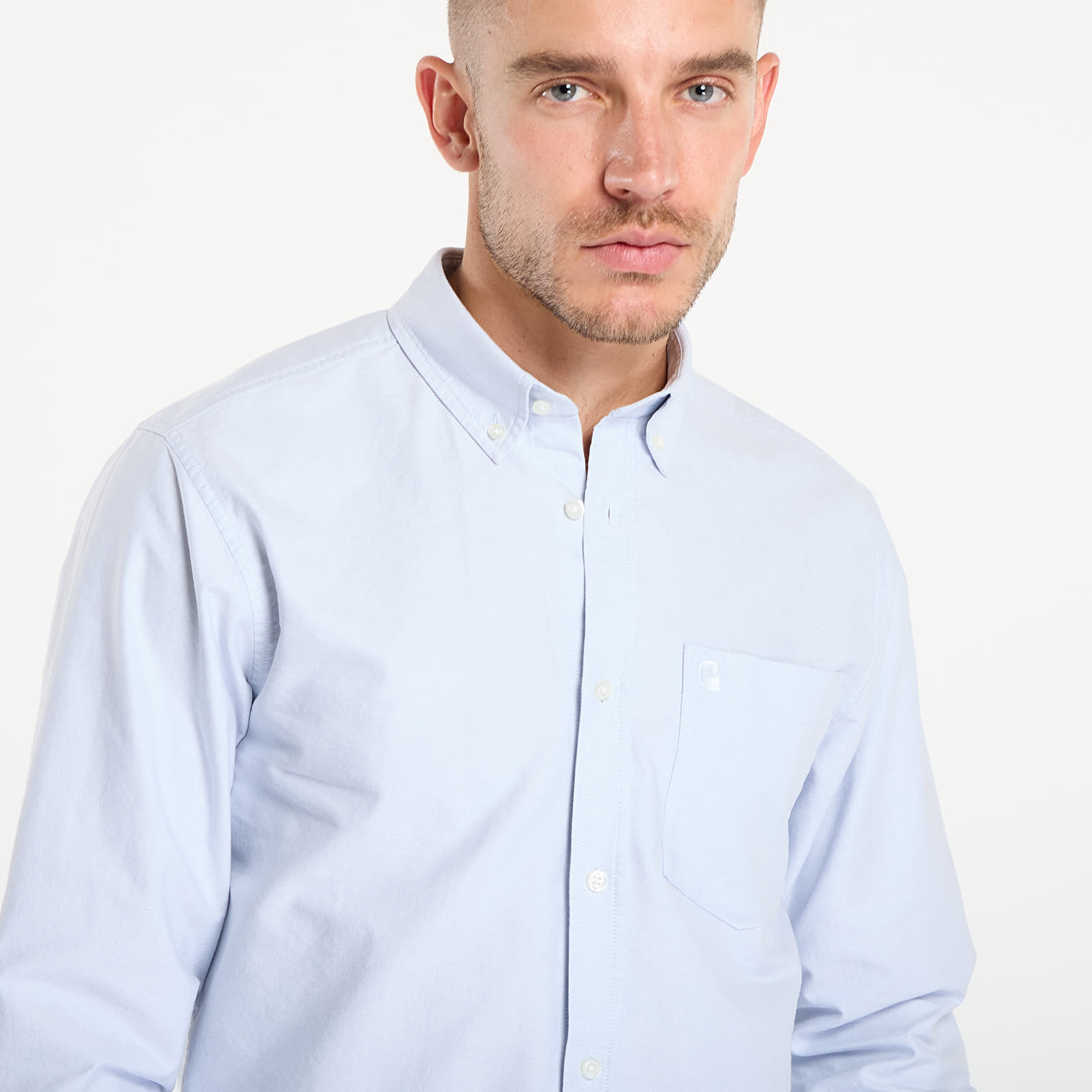 Men's shirts Carhartt WIP L/S C-Logo Shirt Blue Fog/ White