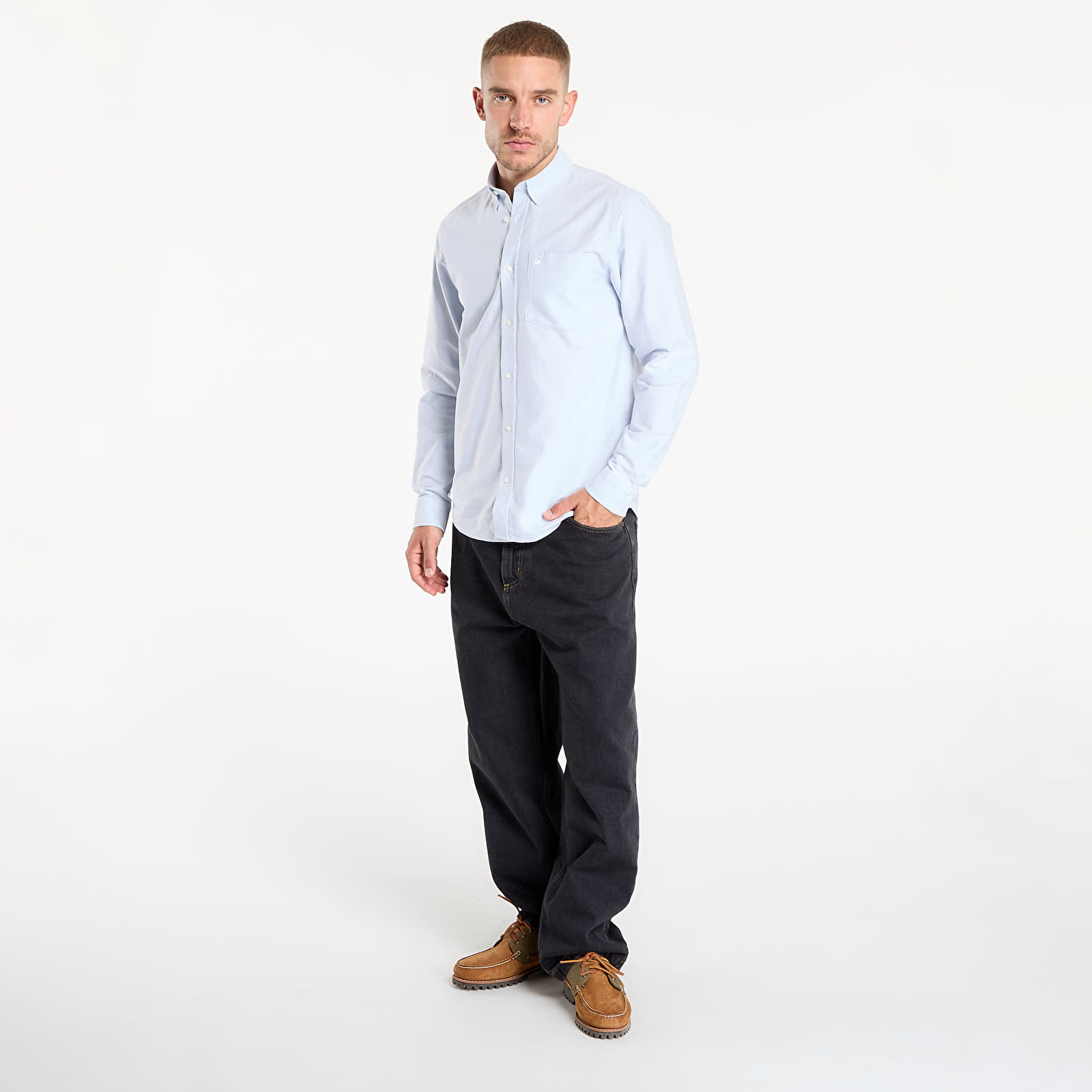 Men's shirts Carhartt WIP L/S C-Logo Shirt Blue Fog/ White