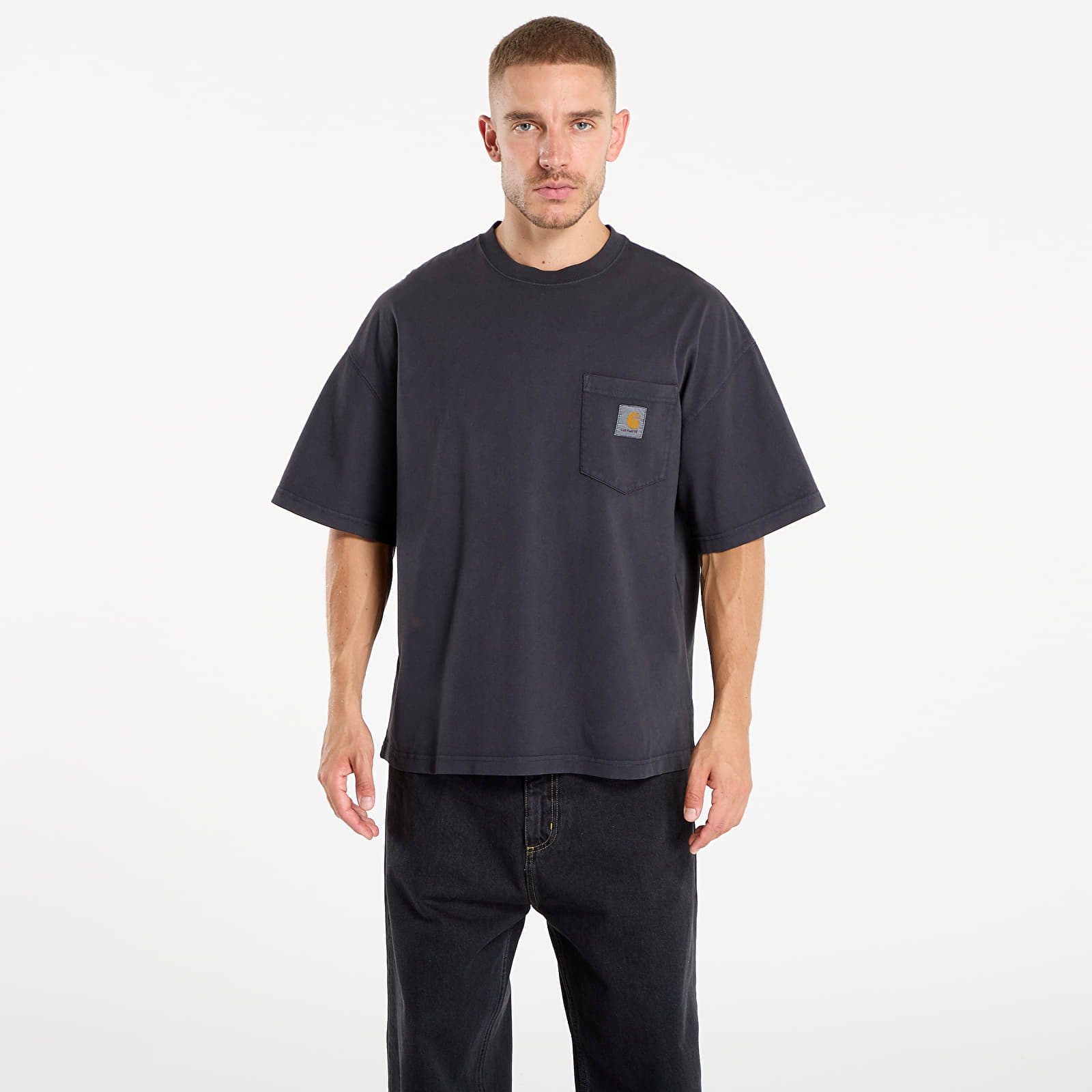T-shirts til mænd Carhartt WIP S/S Hudson Pocket T-Shirt UNISEX Black Chalk Wash