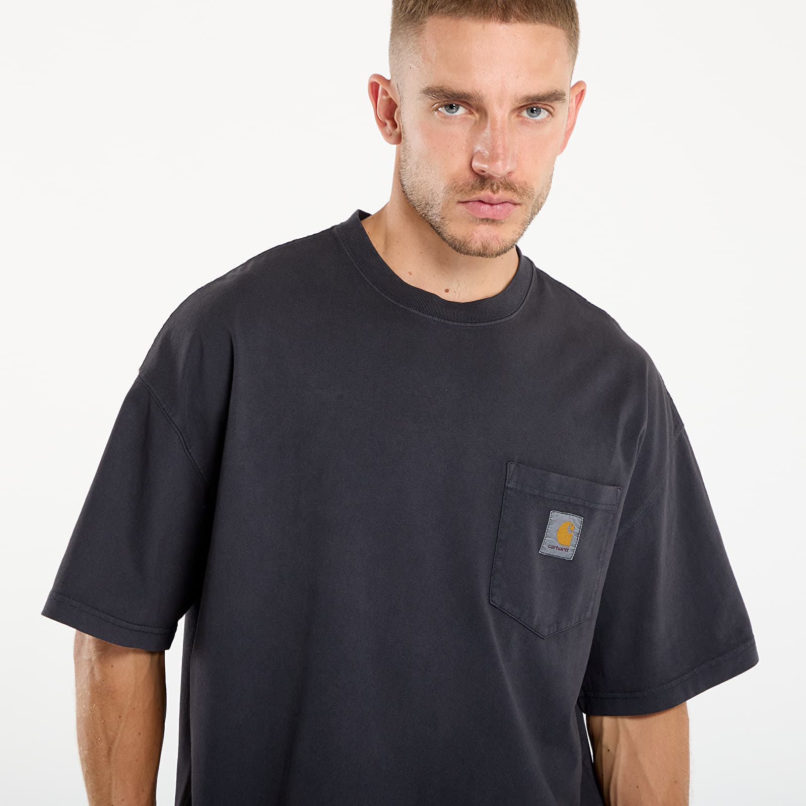 T-shirts til mænd Carhartt WIP S/S Hudson Pocket T-Shirt UNISEX Black Chalk Wash
