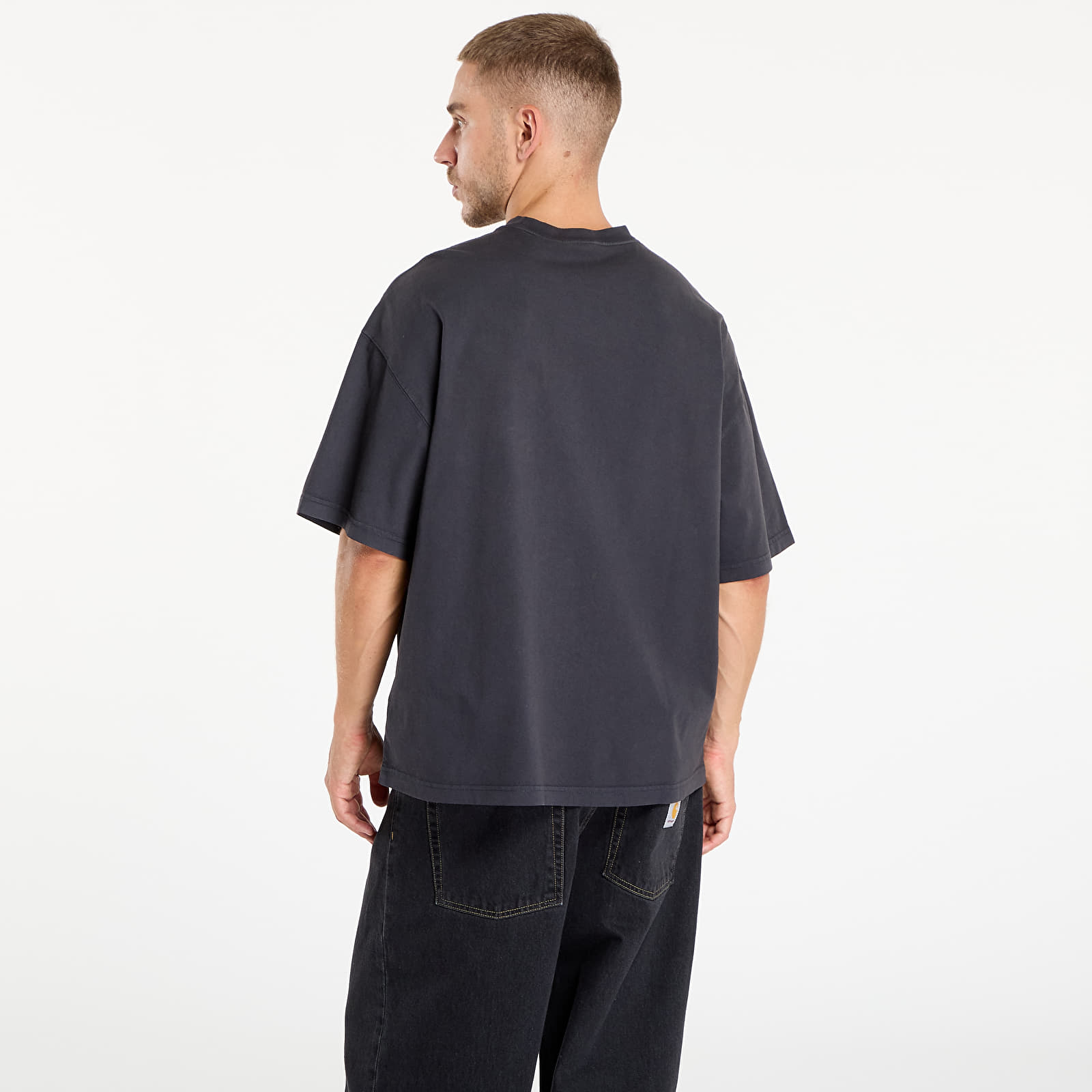 T-shirts til mænd Carhartt WIP S/S Hudson Pocket T-Shirt UNISEX Black Chalk Wash