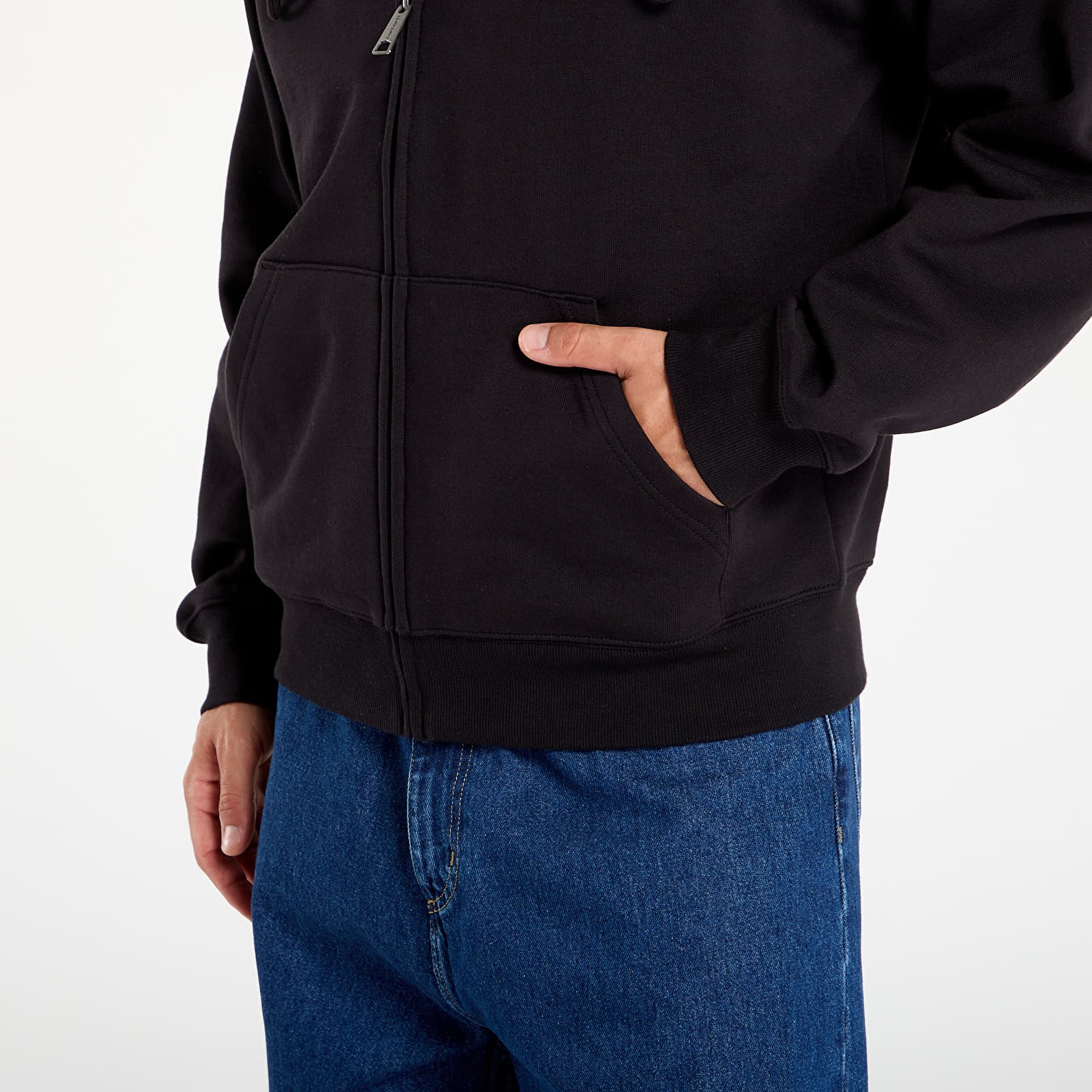 Férfi kapucnis pulcsik Carhartt WIP Hooded Heart II Hartt Sweat Jacket UNISEX Black