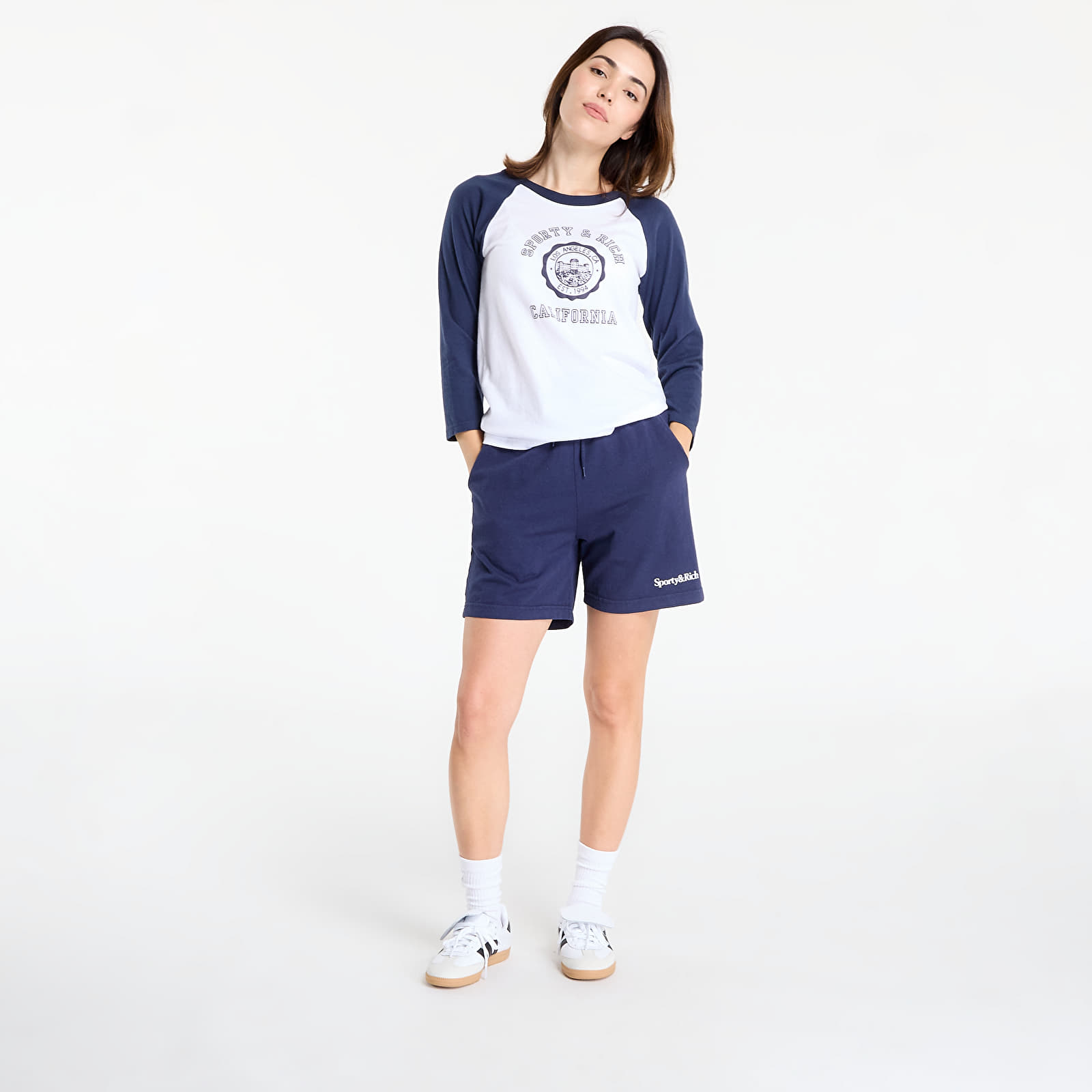 Pantaloni scurți pentru bărbați Sporty & Rich Serif Logo Gym Short UNISEX Dark Navy