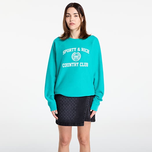 Sporty & Rich Varsity Crest Soft Crewneck UNISEX Spring Green